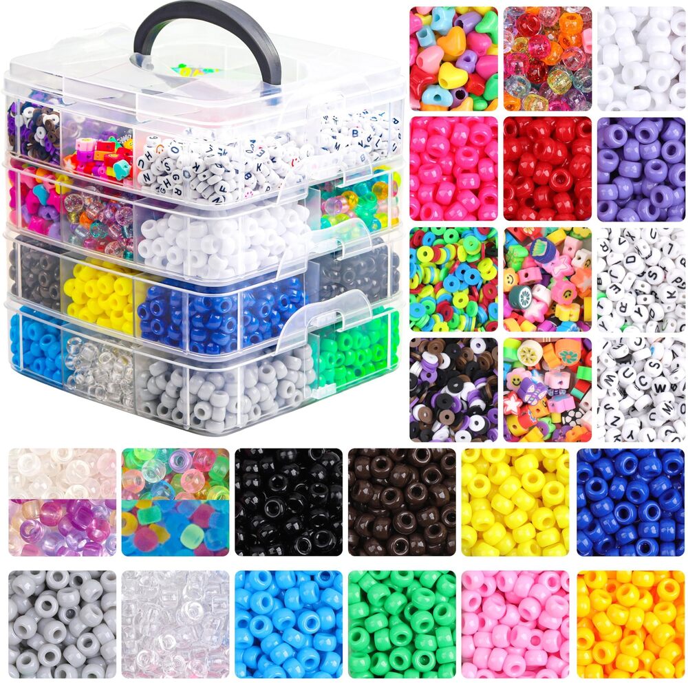 6404 7600Pcs Pony Beads Kit for Kandi Friendship Bracelet Making